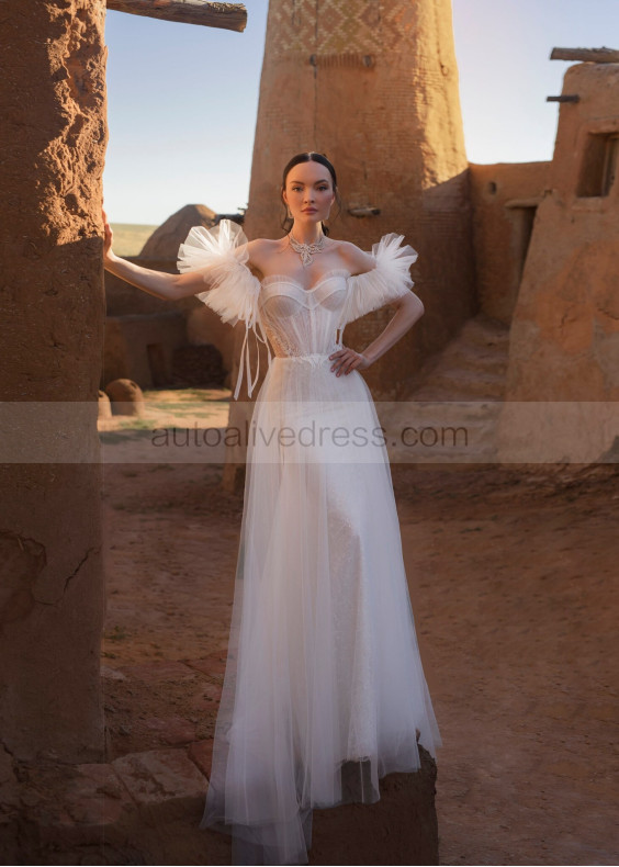 Off Shoulder Sexy Sweetheart Neck Ivory Lace Tulle Wedding Dress Off Shoulder Sexy Sweetheart Neck Ivory Lace Tulle Wedding Dress